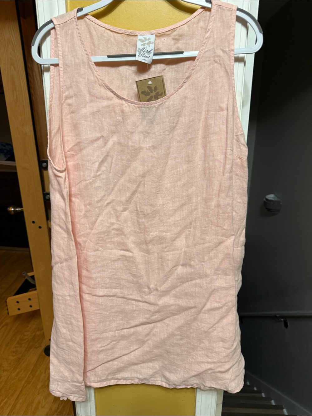 Match Point La Fixsun 100% Linen Tunic Top Peach XL NWT Made USA